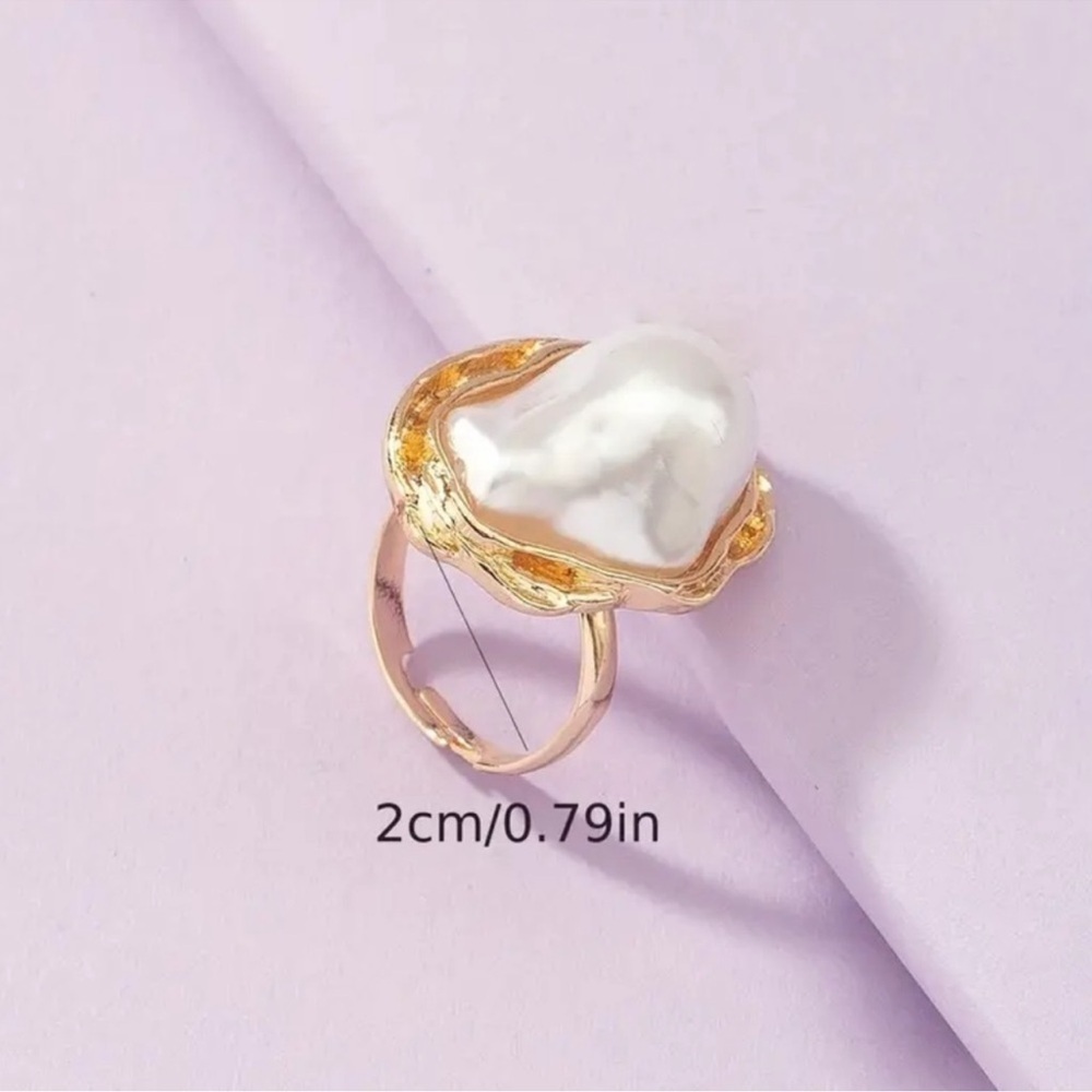 NEW ! Elegant Adjustable Pearl Ring. Statement Ring. Luxury Ring 💍  (A2-83) - Picture 7 of 9